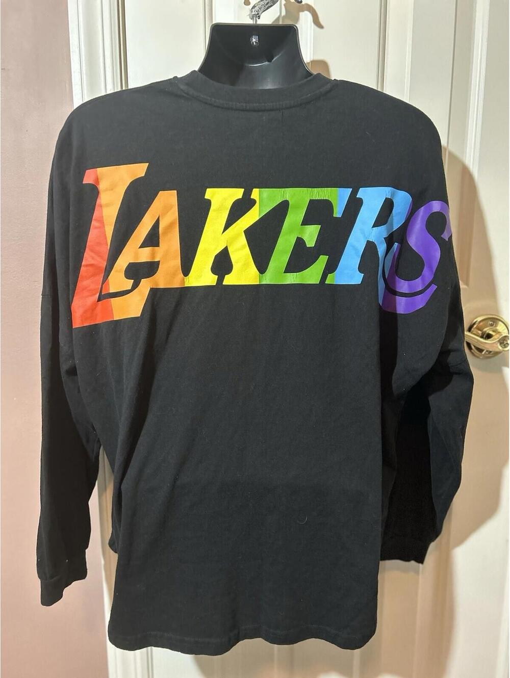 Los Angeles Lakers Spirit Jersey Mens XL Pride Night Long Sleeve Shirt Rainbow